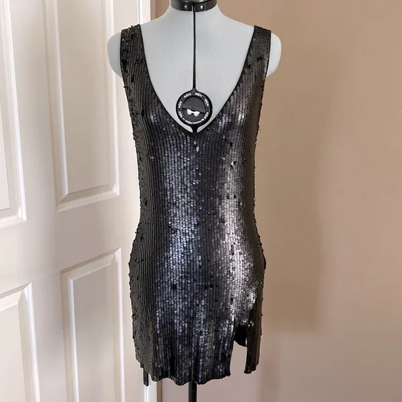 Free People Intimately Black Sequin Mini Dress - Picture 2 of 6